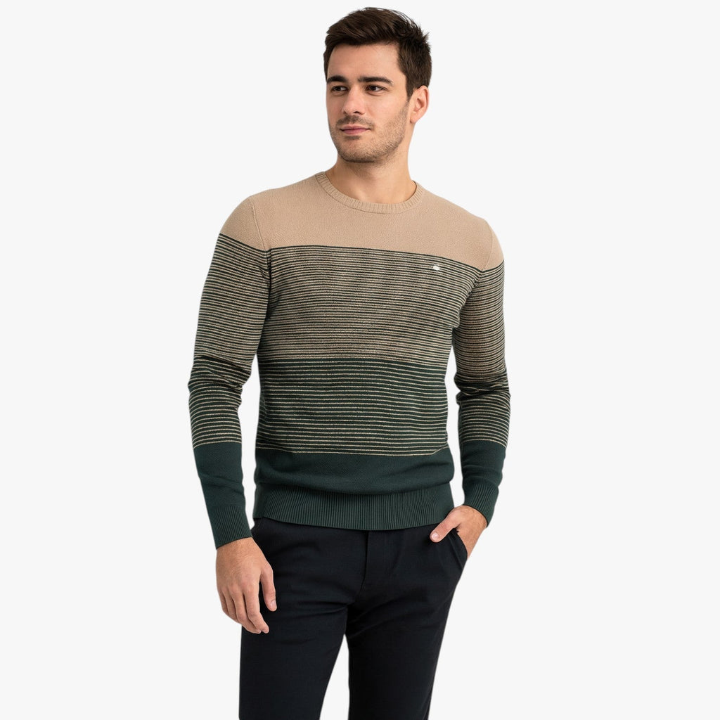 Slim-Fit Striped Crewneck Jumper for Men