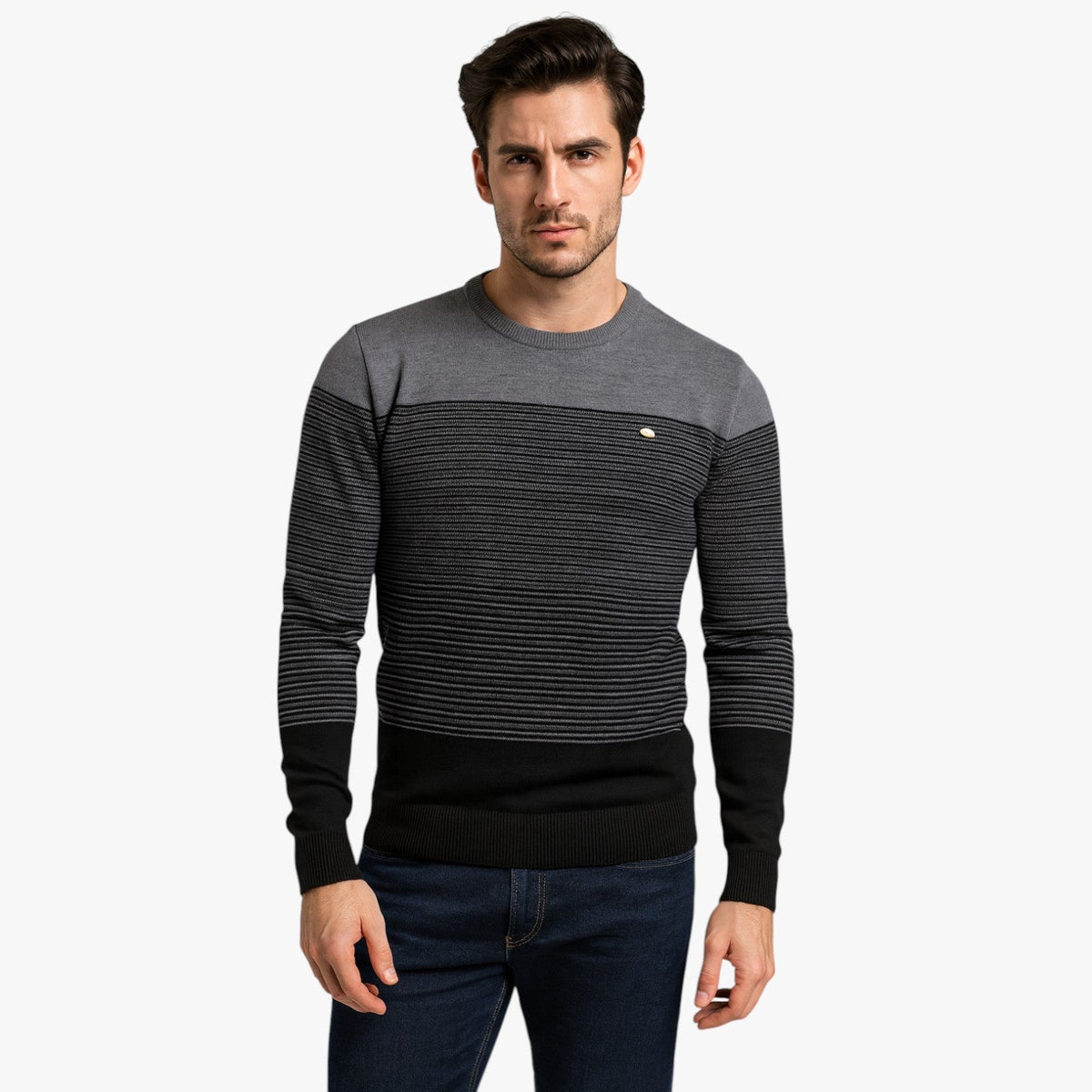 Slim-Fit Striped Crewneck Jumper for Men