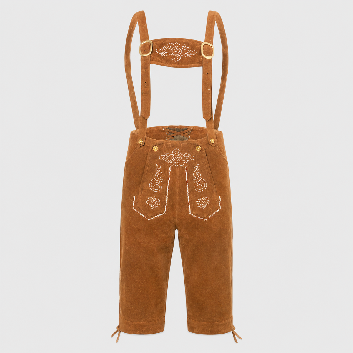 Suede-Look Knee Breeches with Traditional Embroidery