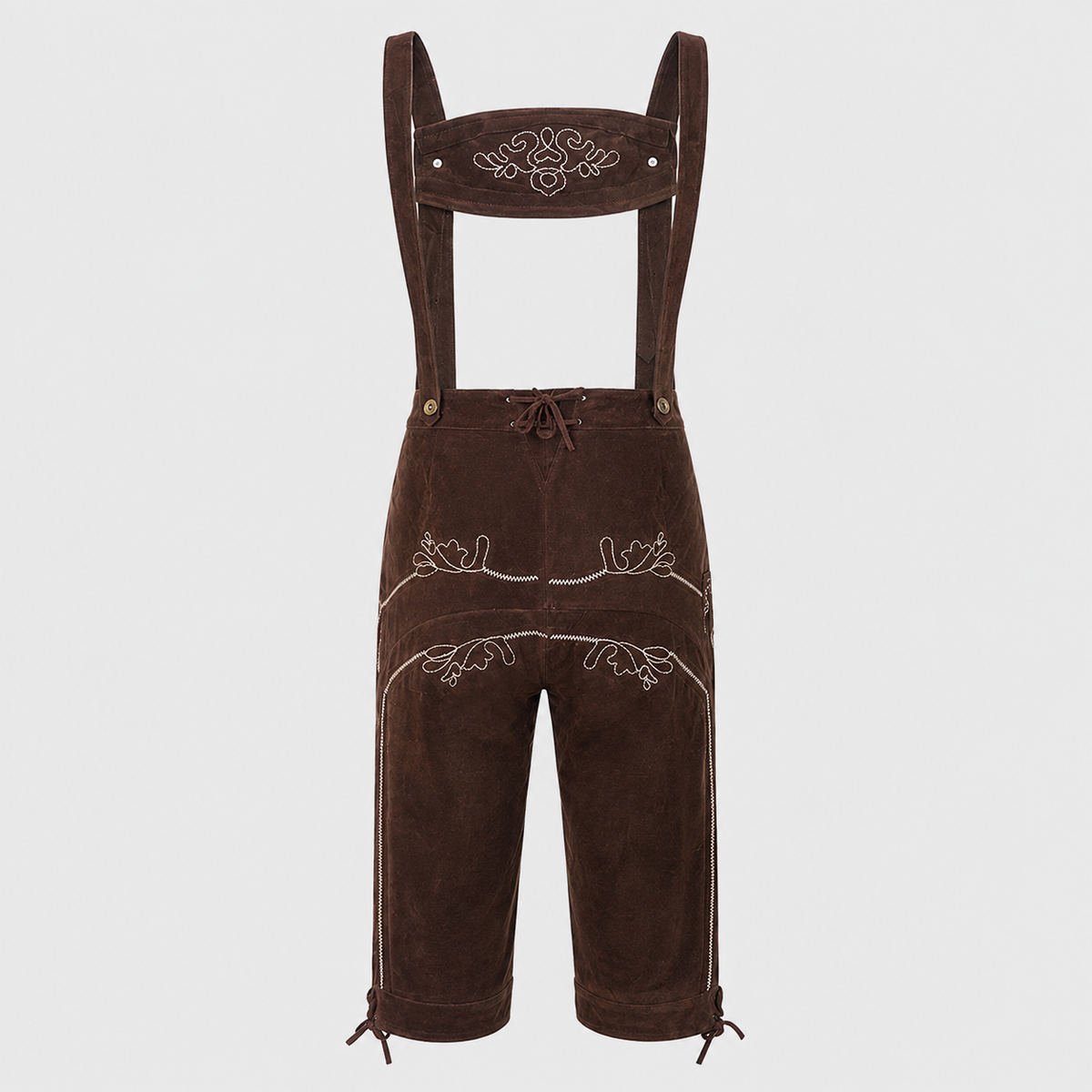 Suede-Look Knee Breeches with Traditional Embroidery