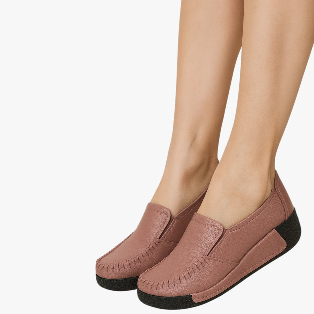 Faux Leather Moccasin Loafers with Platform Sole