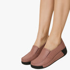 Faux Leather Moccasin Loafers with Platform Sole