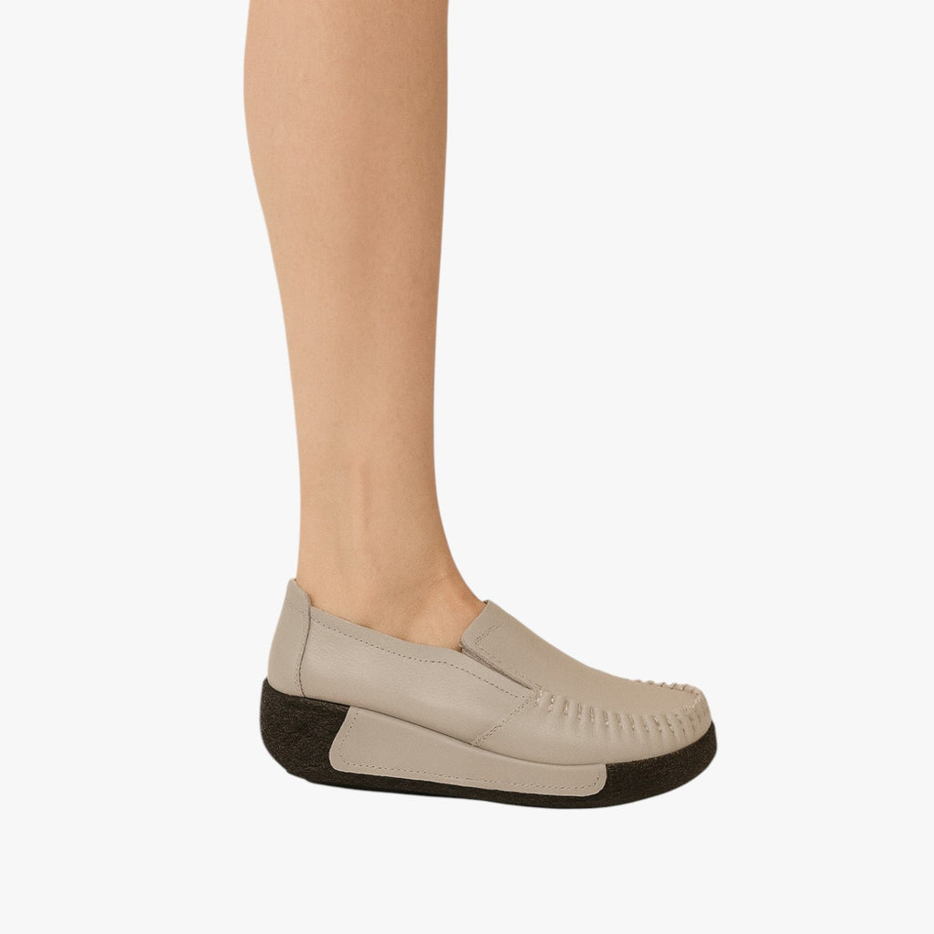 Faux Leather Moccasin Loafers with Platform Sole