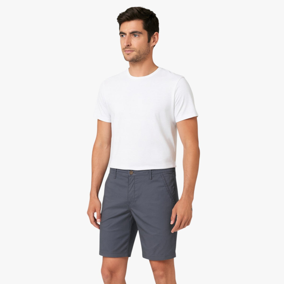 Stretch Cotton Shorts with Elastic Waistband for Men