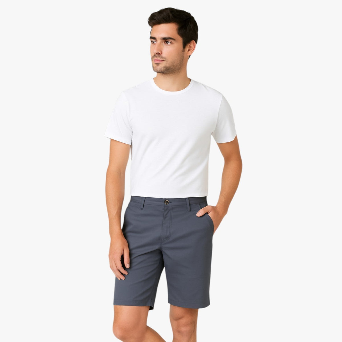 Stretch Cotton Shorts with Elastic Waistband for Men