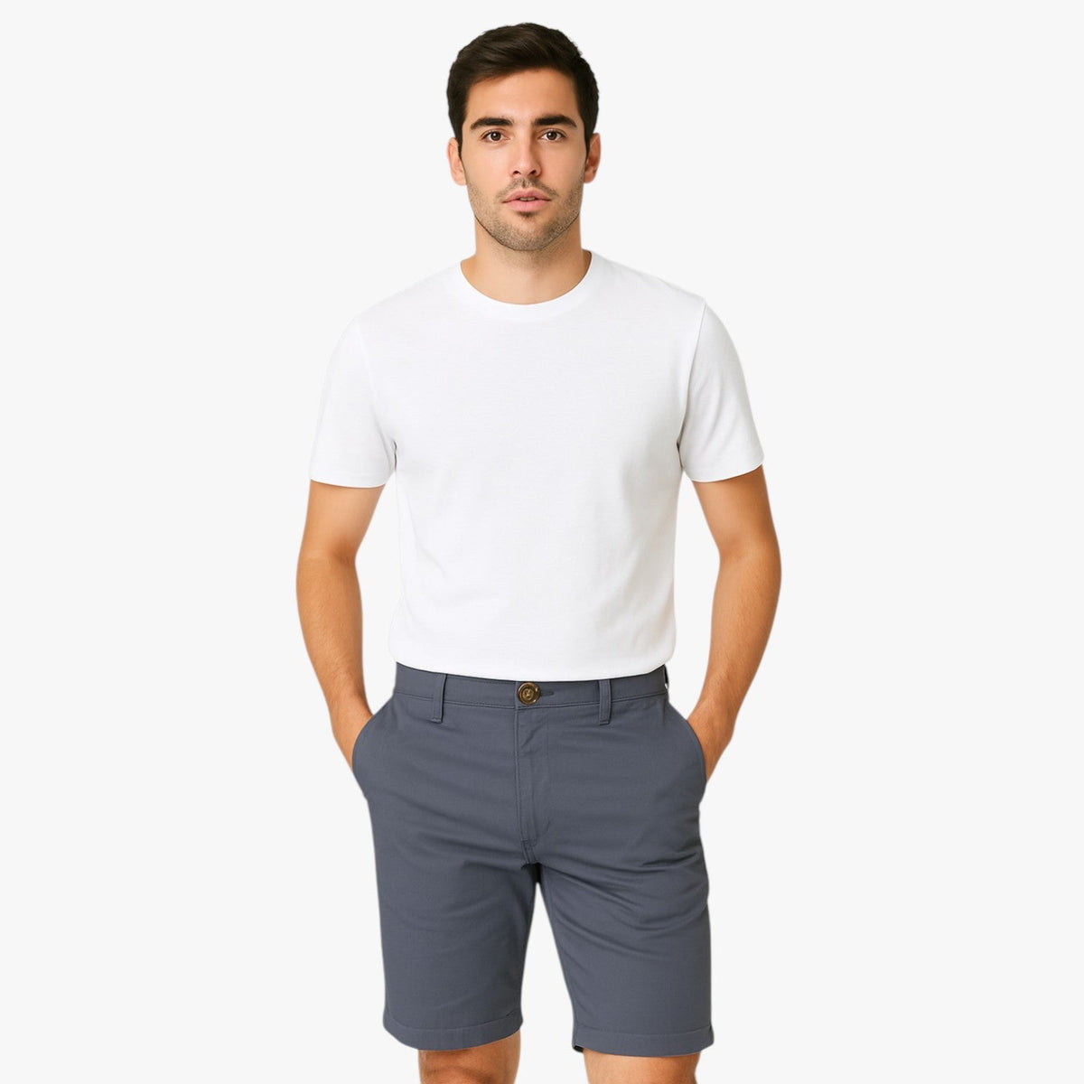 Stretch Cotton Shorts with Elastic Waistband for Men
