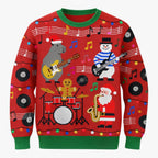 Festive Animal-Print Christmas Sweater with Long Sleeves