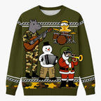 Festive Animal-Print Christmas Sweater with Long Sleeves