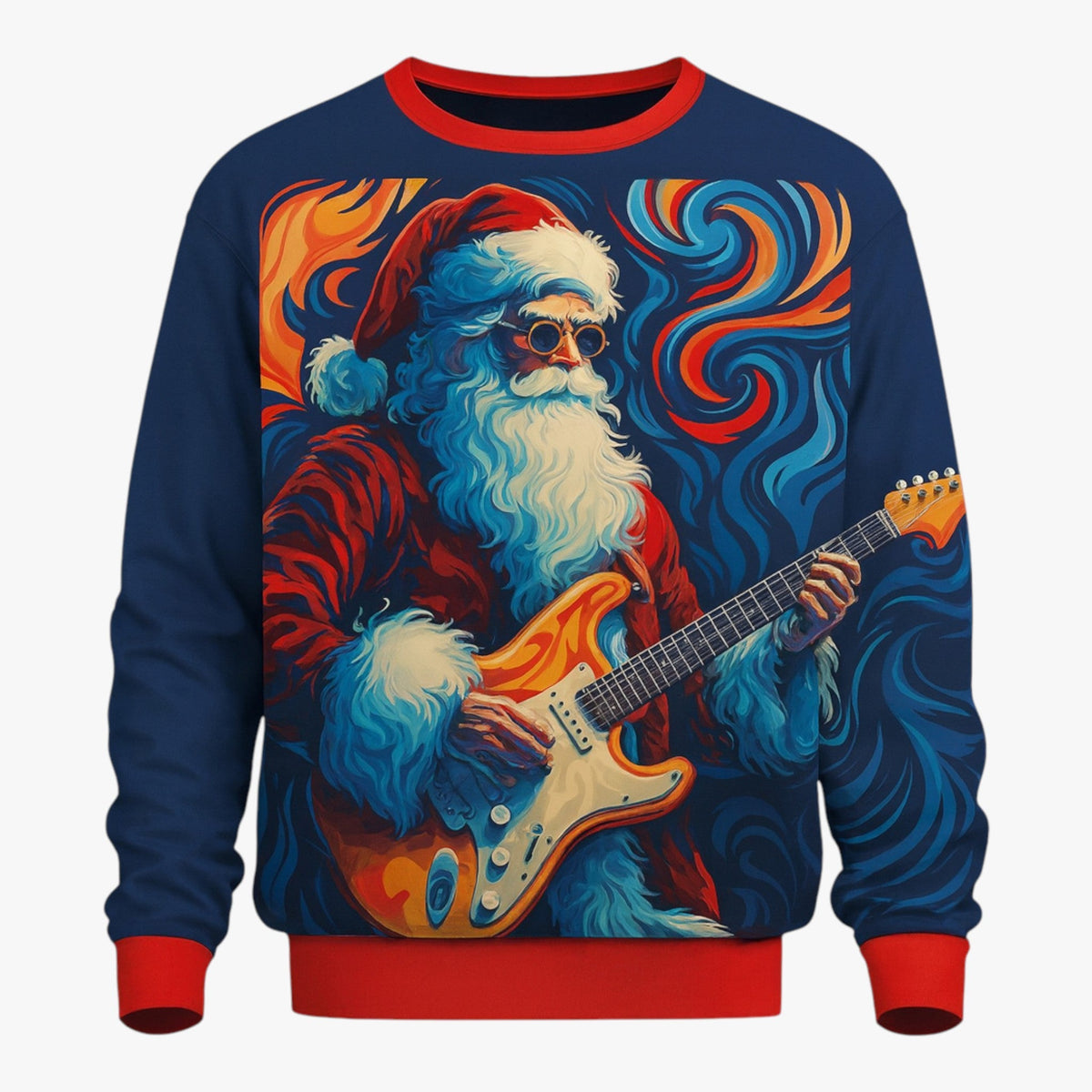 Men's Festive Christmas Sweater with 3D Music Print