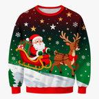 Festive Printed Christmas Knit Sweater with Crew Neck