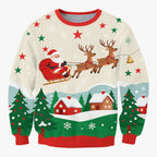 Festive Printed Christmas Knit Sweater with Crew Neck