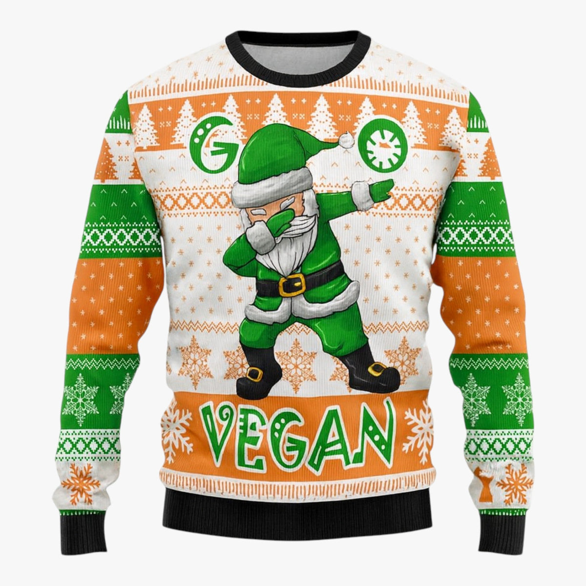 Festive Printed Christmas Knit Sweater with Crew Neck