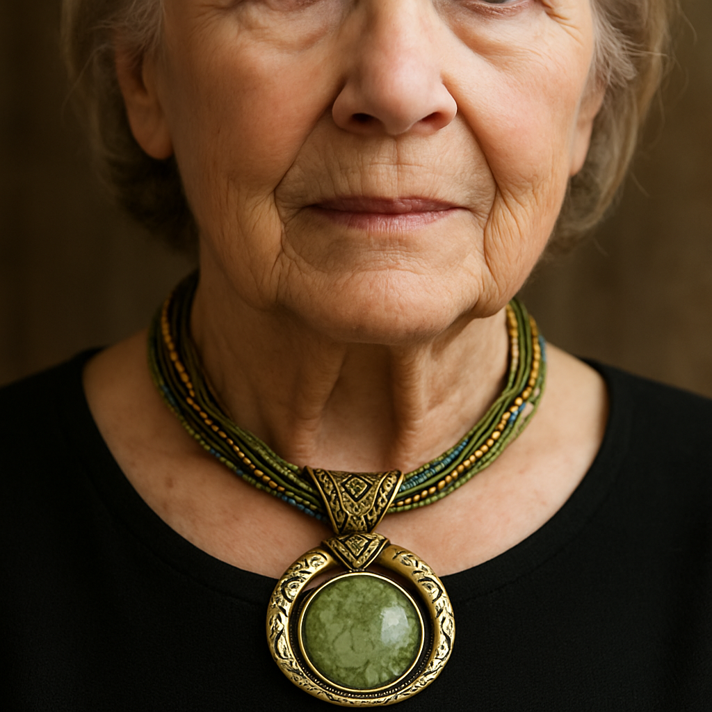 Vintagehalsband med kristallhänge i etnisk stil i fyra färger