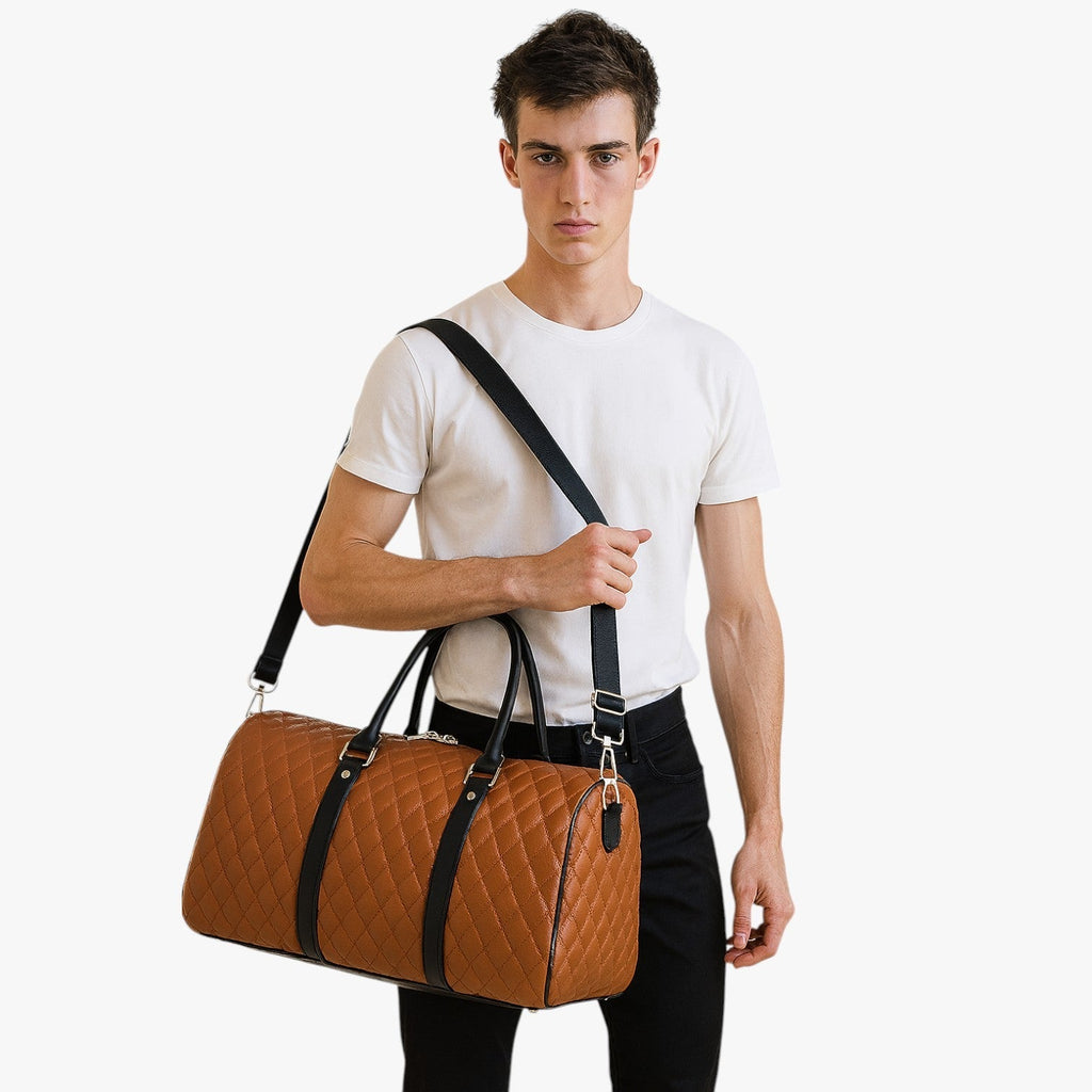 Faux Leather Weekend Bag for Short Trips and Travel
