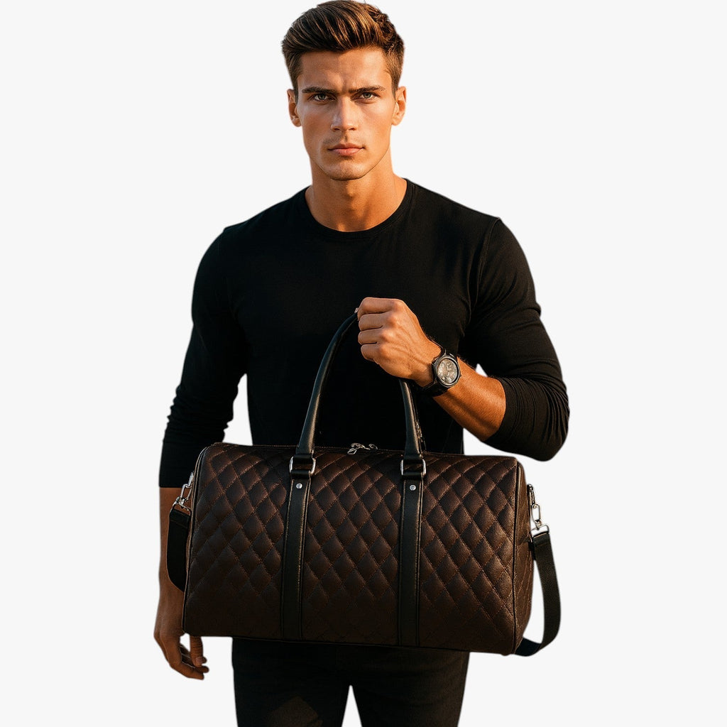 Faux Leather Weekend Bag for Short Trips and Travel