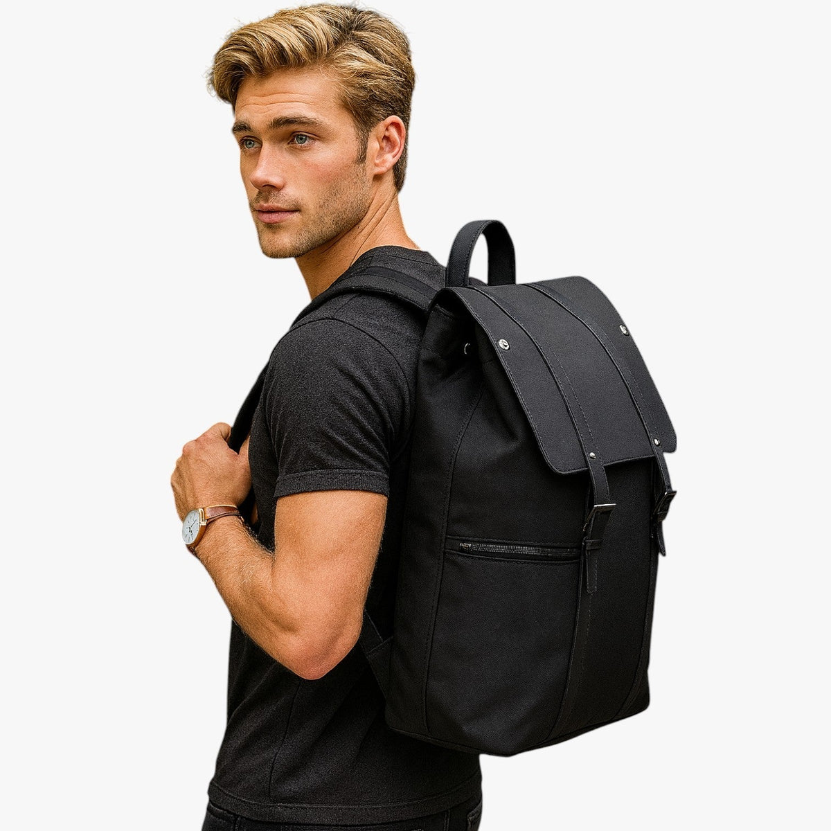 Water-Resistant Vintage-Style PU Leather Backpack