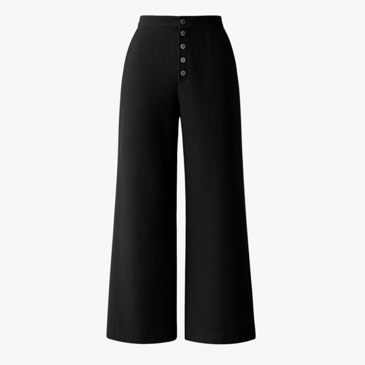 Wide-Leg Linen Cotton Trousers with High Waist