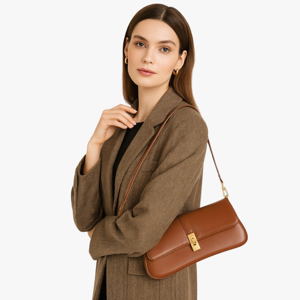 Faux Leather Baguette Bag with Adjustable Strap