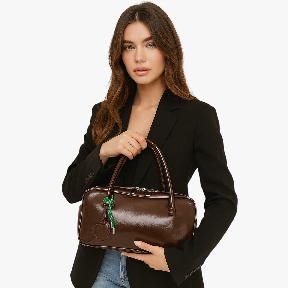 Vintageinspirerad strukturerad arbetsväska i tote-modell