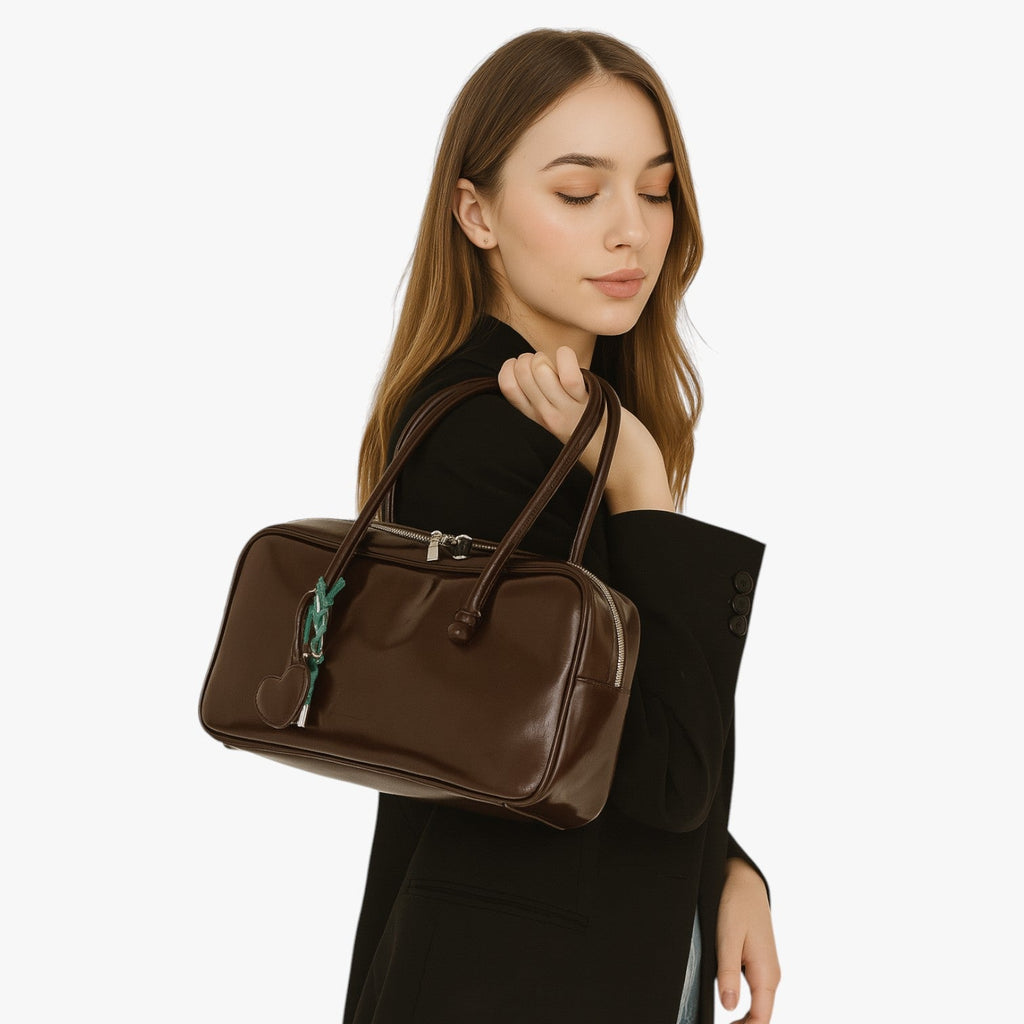Vintageinspirerad strukturerad arbetsväska i tote-modell