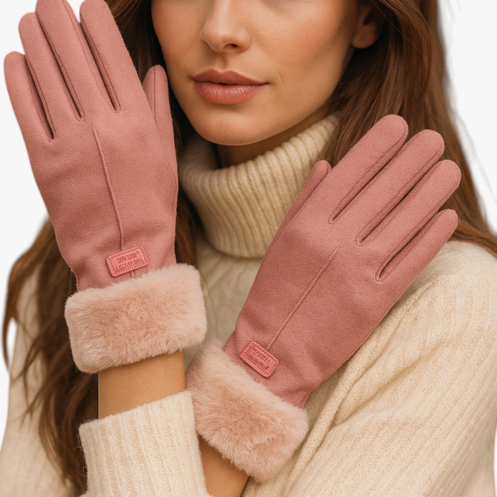 Soft Plush-Lined Windproof Gloves with Touchscreen Fingertips