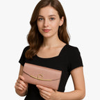 Faux Leather Wallet with Zip Closure and Multiple Compartments