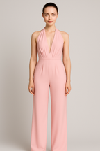 Elegant Halterneck Jumpsuit with Wide-Leg Trousers