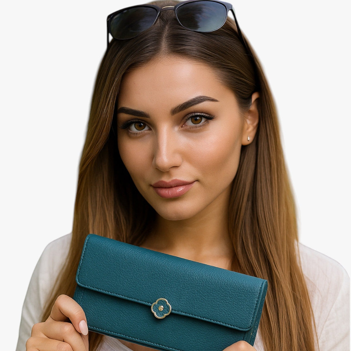 Structured Wallet with Long Clasp and Card Slots