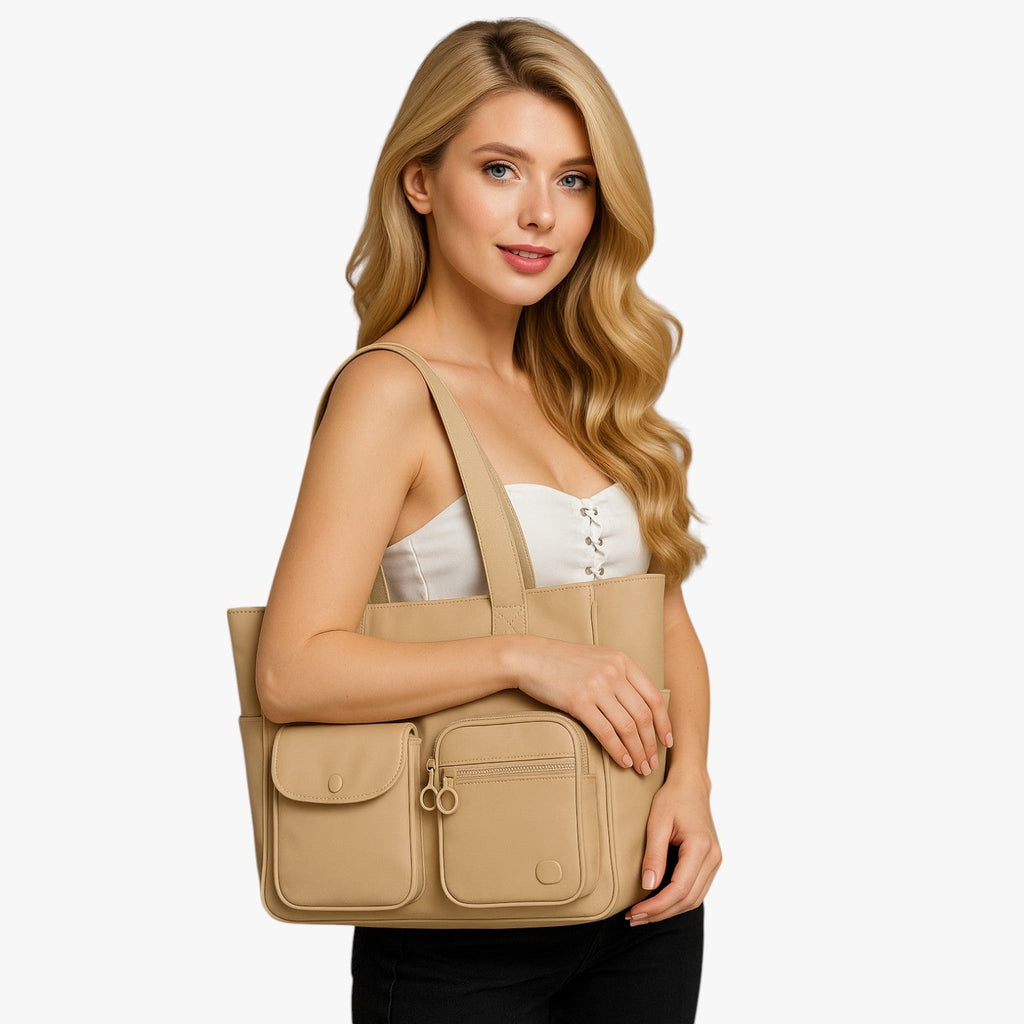 Vattenavvisande totebag med smarta invändiga organiseringsfickor