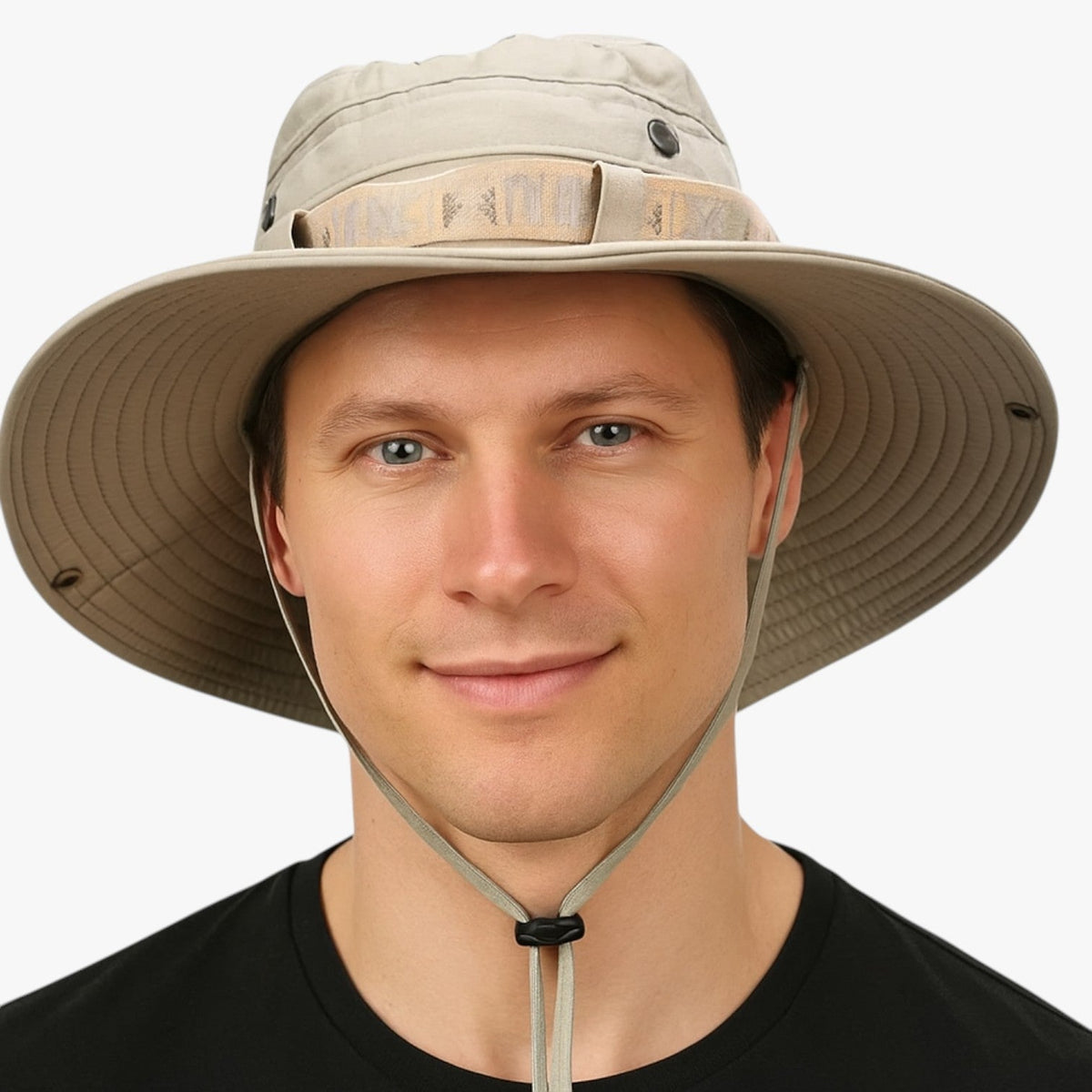 Sombrero de sol de ala ancha para hombre con paneles de malla transpirable