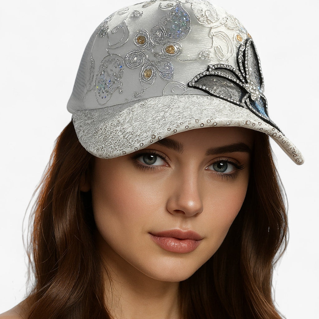 Shiny Denim Baseball Cap with Adjustable Back Strap