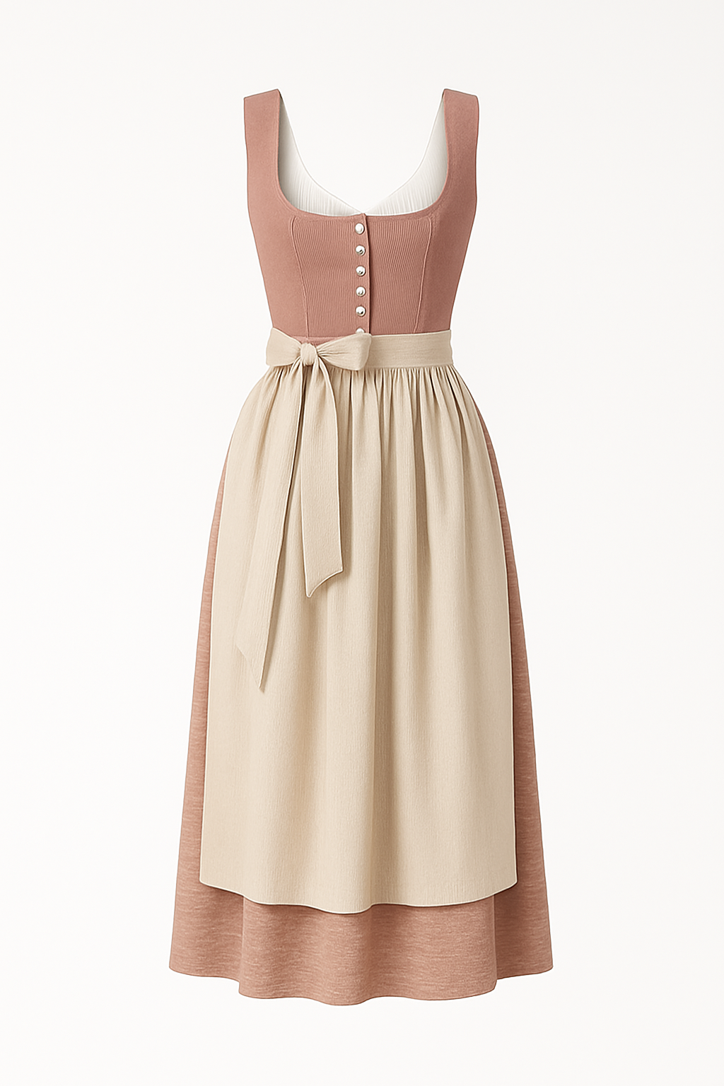 Vestido midi con cinturón de lazo y detalles retro de dirndl