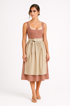 Vestido midi con cinturón de lazo y detalles retro de dirndl