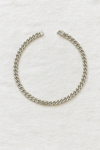 Collar de cadena eslabón cubano en tono plateado pulido