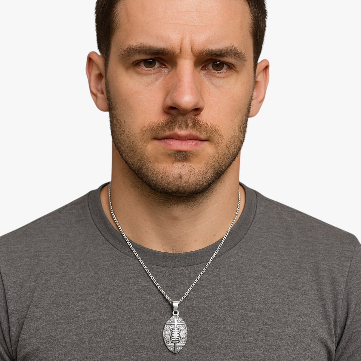 Stainless Steel Necklace with Crystal-Set Pendant