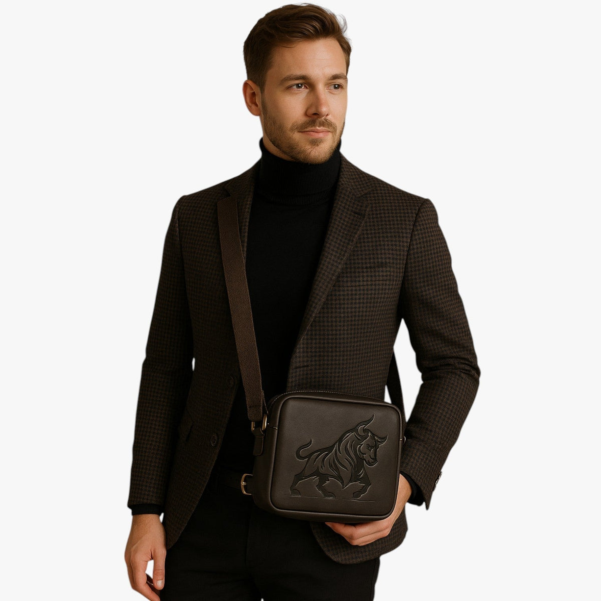 Bolso de hombro amplio para hombre con compartimentos interiores