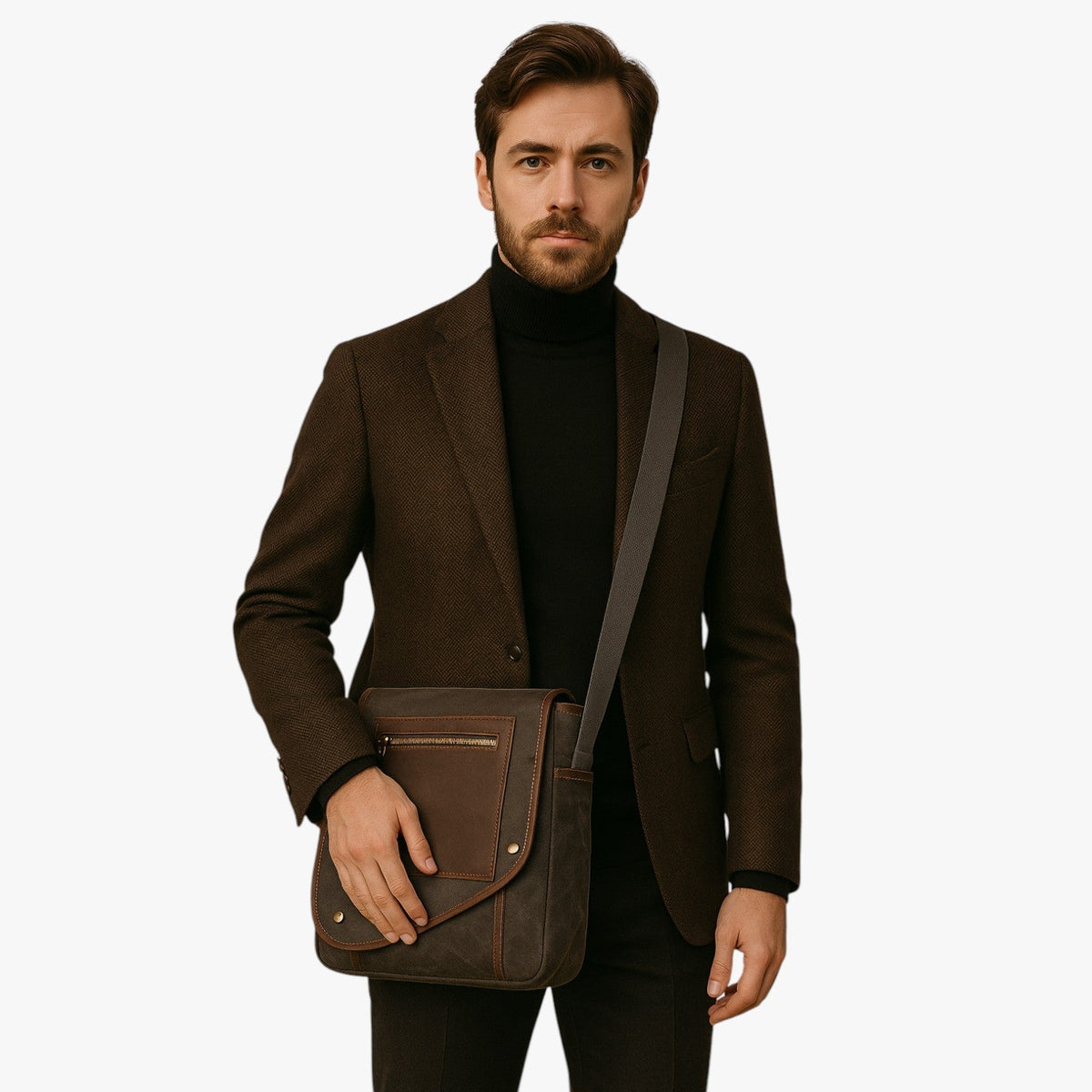 Anti-Theft Water-Resistant Waxed Canvas Shoulder Bag