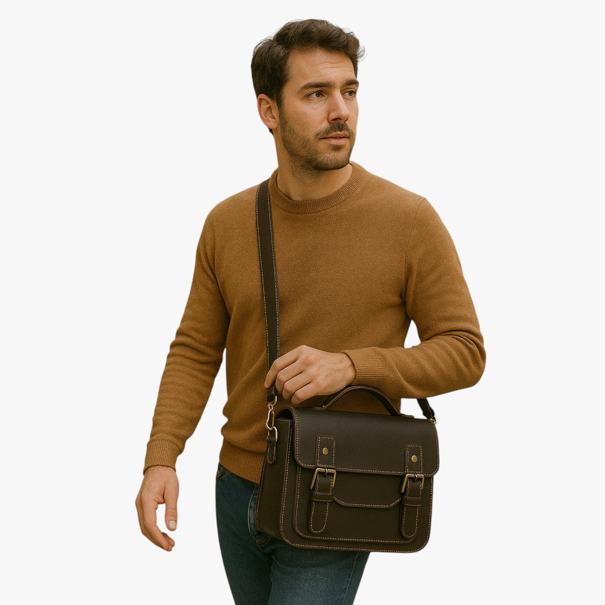 Anti-Theft Faux Leather Shoulder Bag with Hidden Zips