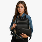 Faux Leather Backpack with Padded, Adjustable Shoulder Straps