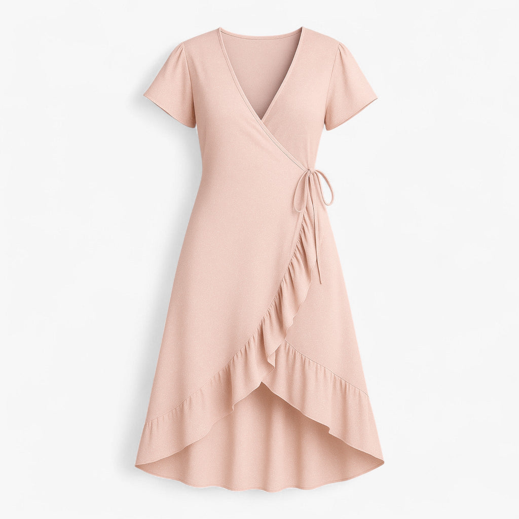 Vestido cruzado con estampado floral y cintura anudada ajustable