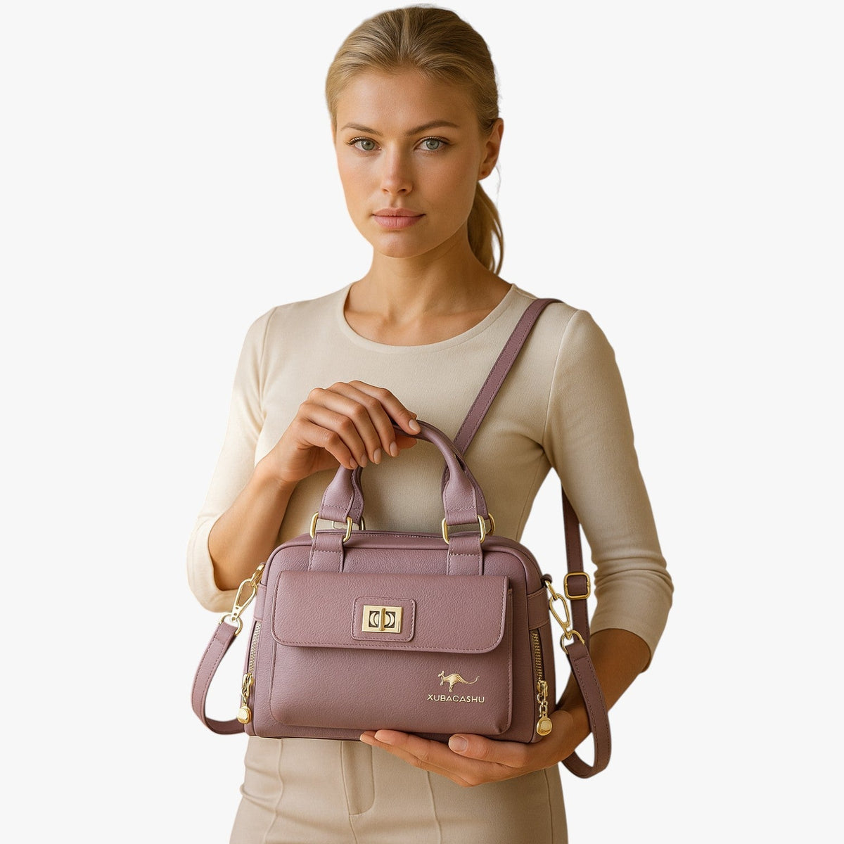 Multifunctional PU Leather Bag with Adjustable Strap