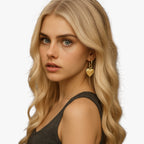 Pendientes retro con forma de corazón y acabado en dorado envejecido