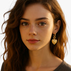 Pendientes retro con forma de corazón y acabado en dorado envejecido