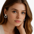 Clip-On Drop Earrings with Hanging Pendant Design