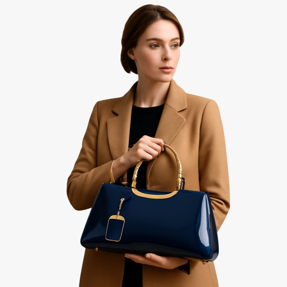 Lightweight Faux Leather Shoulder Bag with Inner Pockets
