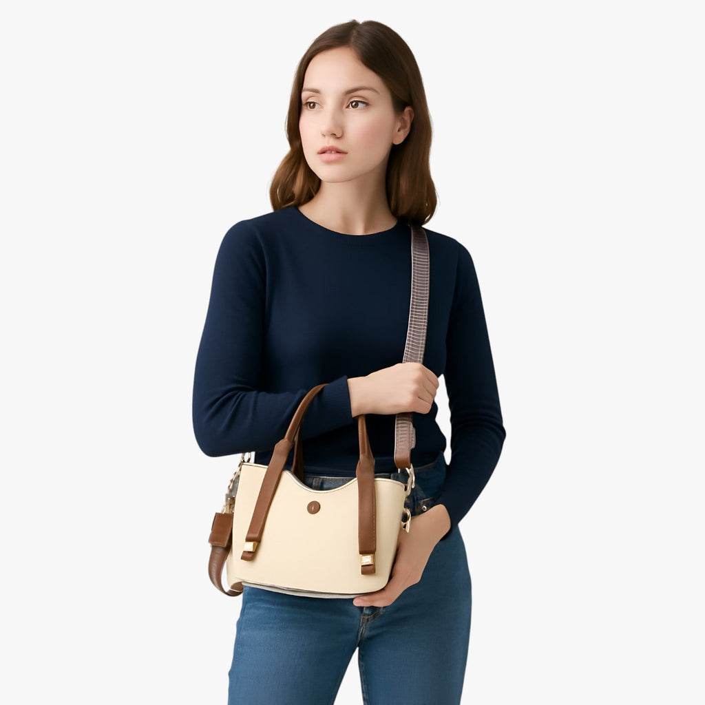 Eco-Leather Handbag with Reinforced Stitching and Compartments