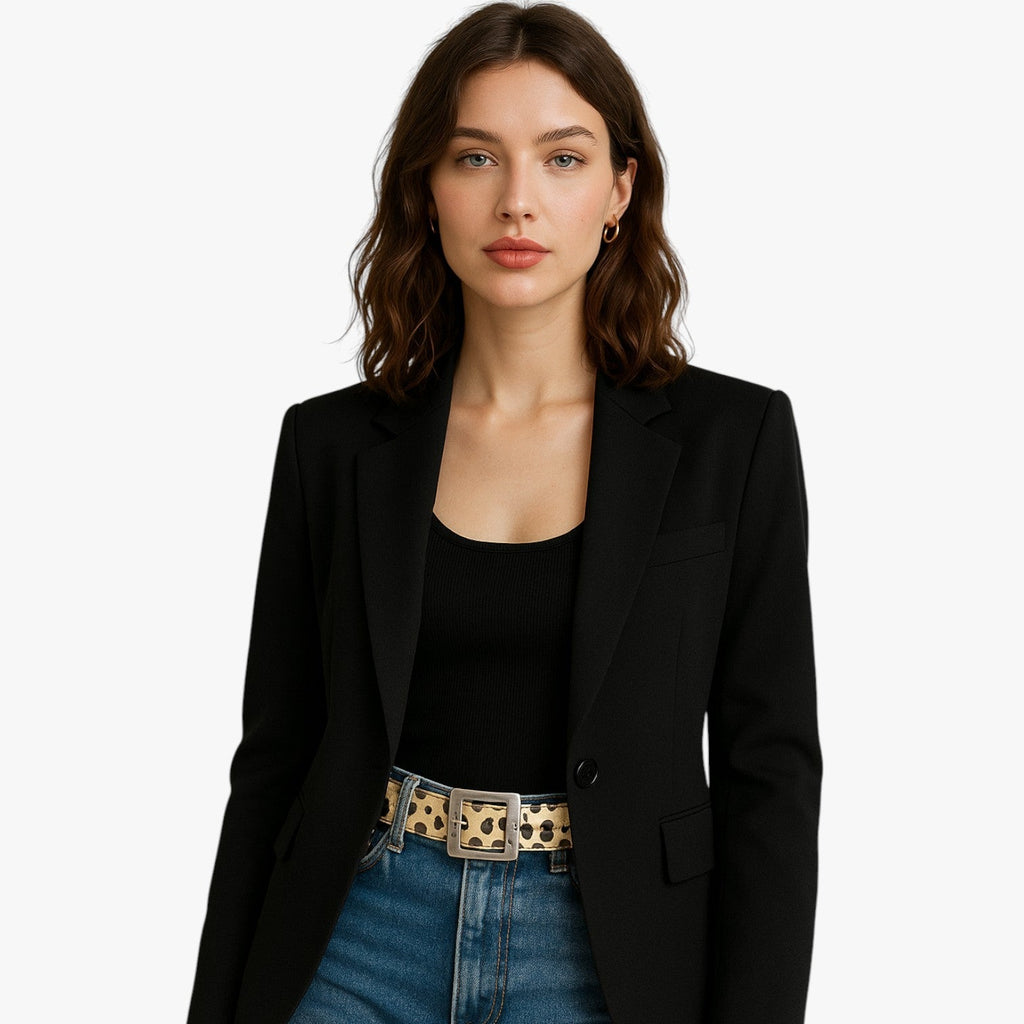 Leopard Print Belt with Punk-Style Buckle for Evening Looks