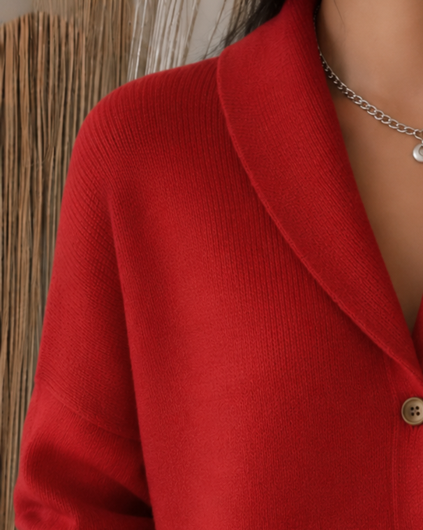 Button Down Knit Cardigan with Spread Collar