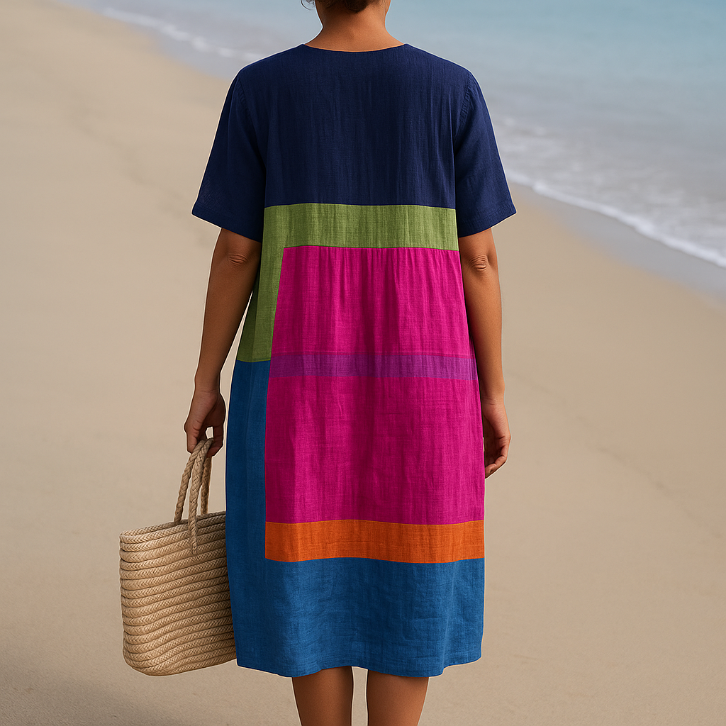 Colour block-klänning för vardag och speciella tillfällen
