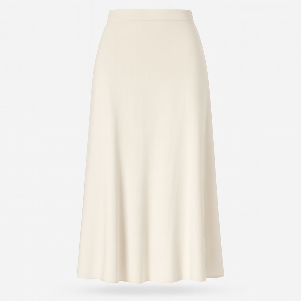 Satin Skirt with Elastic Waistband and Fluid Drape